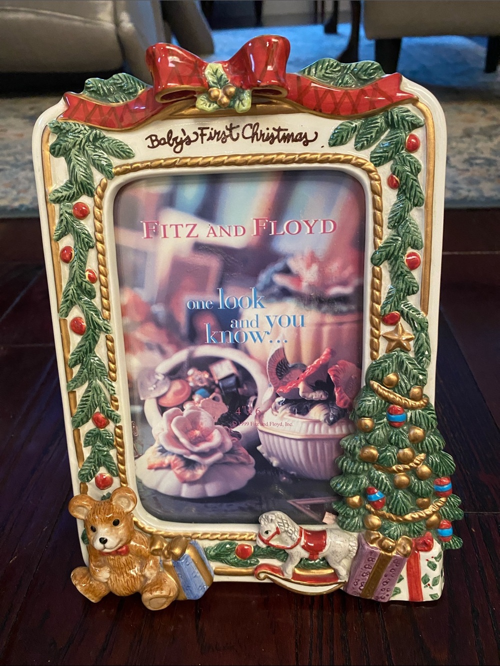 Fit and Floyd Baby’s First Christmas Picture Frame Brand New, Rare! Handcrafted